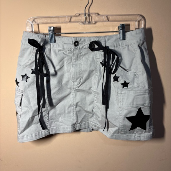 Social Collision Star Cargo Skort Gray Black Tie Punk Goth Emo Alt Y2K Small - Picture 1 of 11